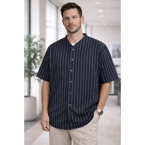 Ebbets Field Flannel Made in USA Wool Blend Baseball Jersey XL Navy Pinstripe